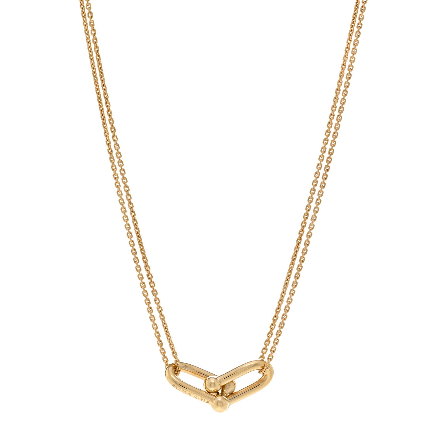 Tiffany 18K Yellow Gold HardWear Double Link Pendant Necklace 1 of 4