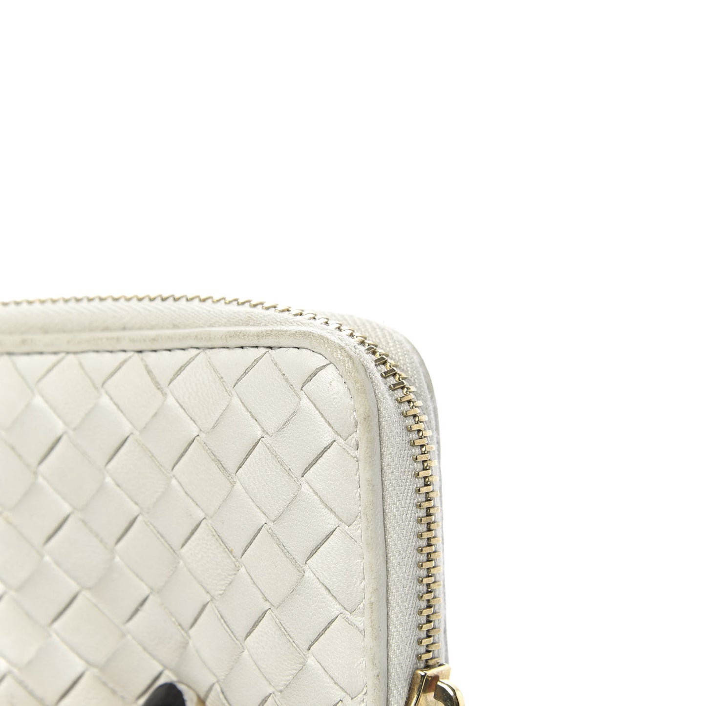 Nappa Intrecciato Zip Around Coin Purse Cream