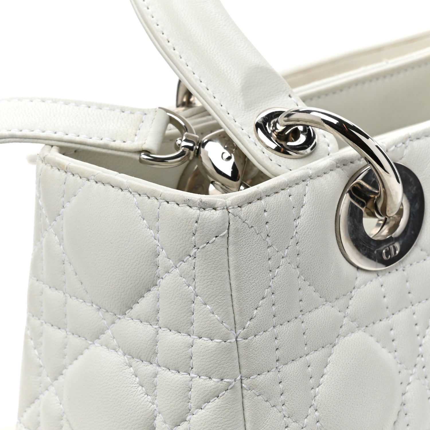 Christian Dior Lambskin Cannage Medium Lady Dior White 13 of 13