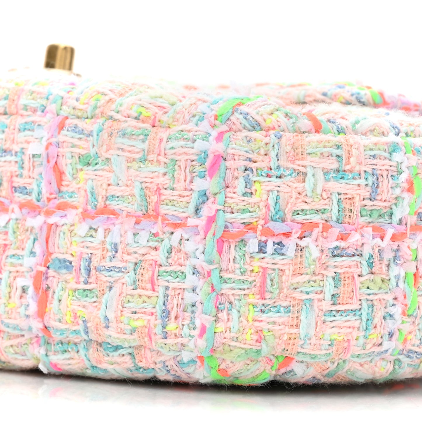 Tweed Quilted Baywatch Top Handle Flap Light Pink Green Orange Purple