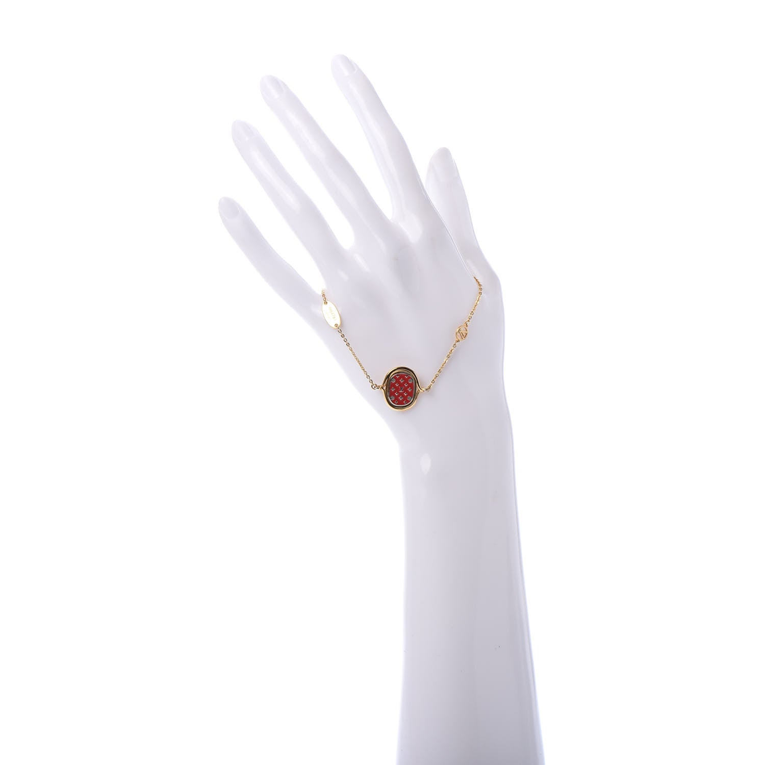 Louis Vuitton Swarovski Crystal Lady Lucky Damier Supple Bracelet Gold 2 of 6