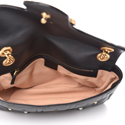 Gucci Calfskin Matelasse Studded Medium Pearly GG Marmont Shoulder Bag Black 5 of 12