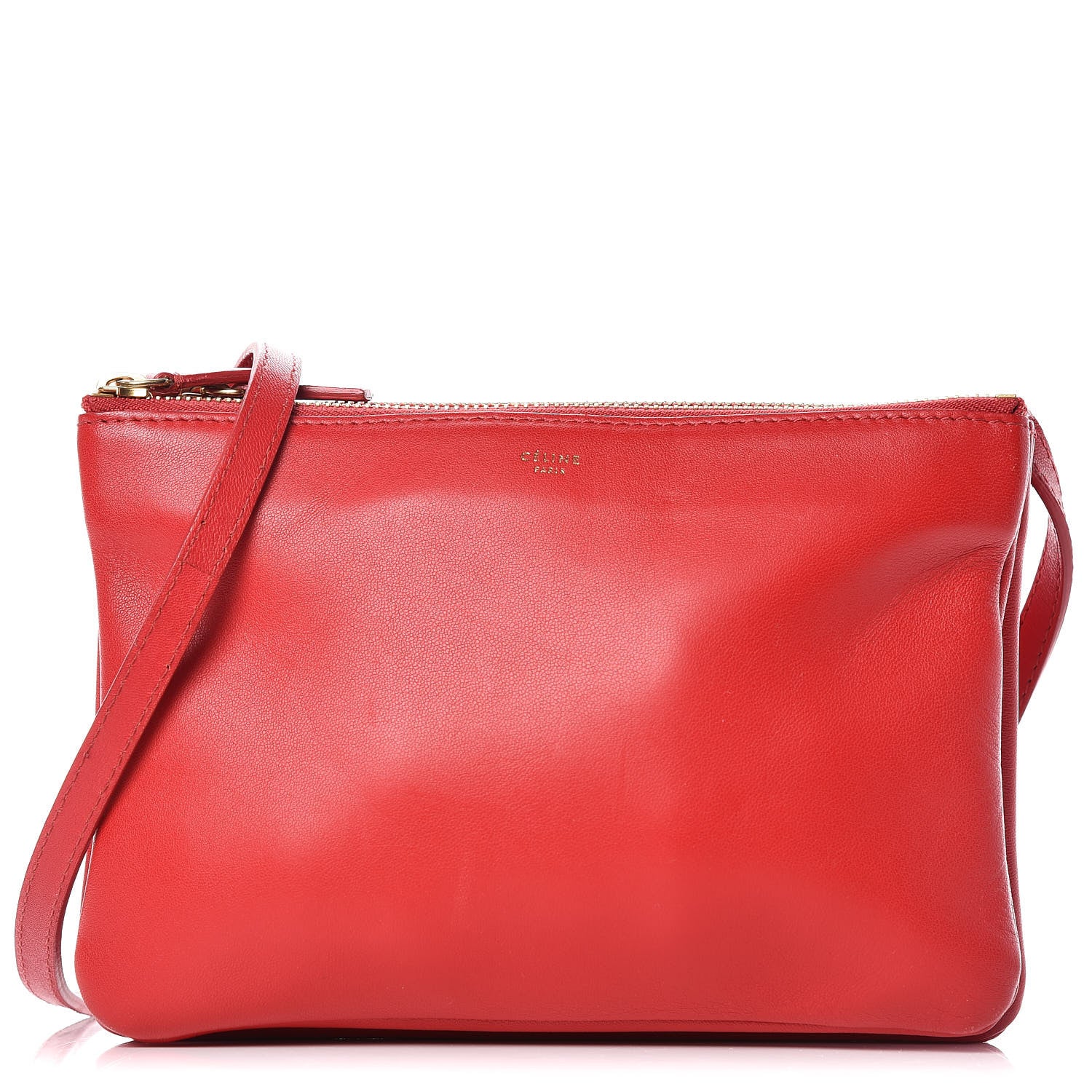 Celine Lambskin Small Trio Crossbody Bag Red 1 of 11