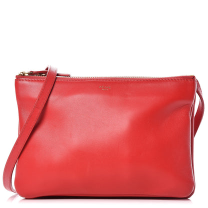Celine Lambskin Small Trio Crossbody Bag Red 1 of 11