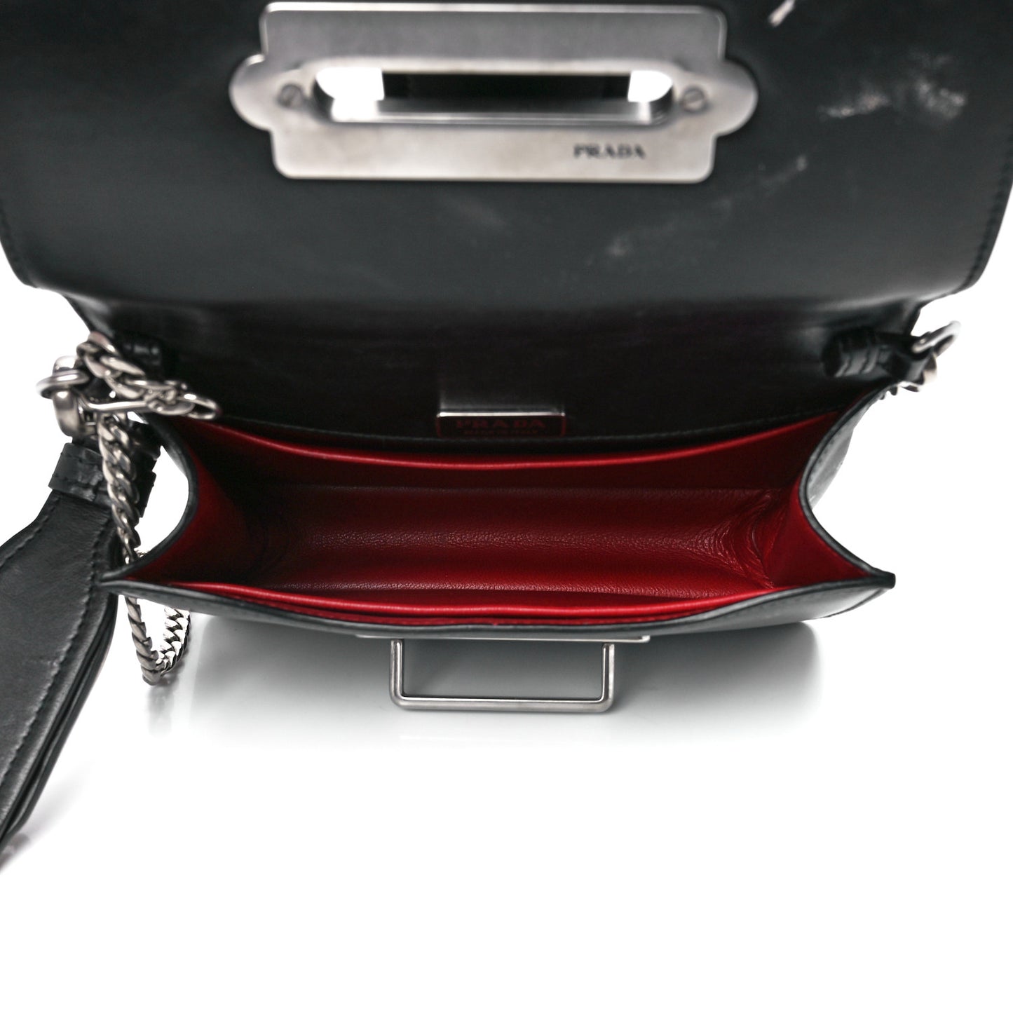 City Calfskin Cahier Chain Wristlet Clutch Black