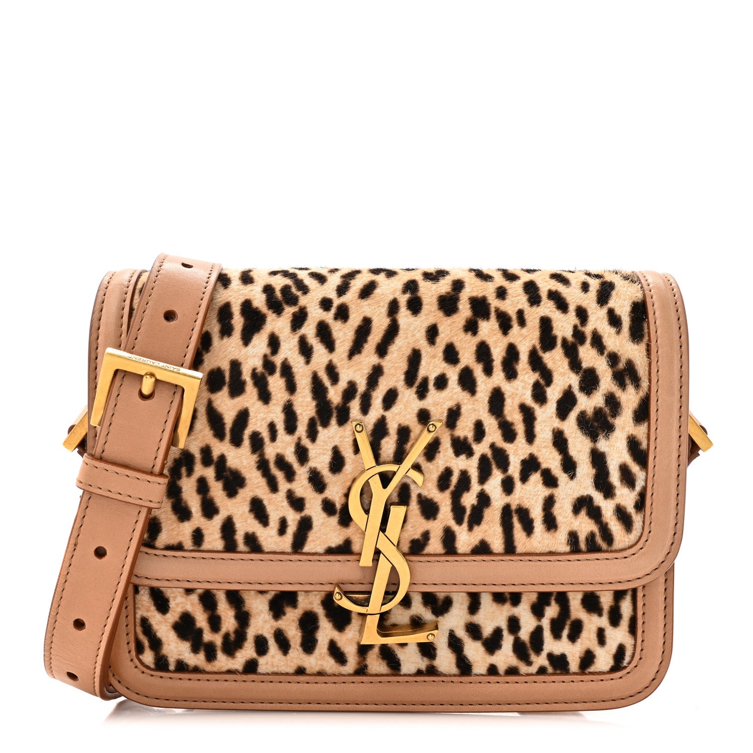 Saint Laurent Calfskin Hair Leopard Print Small Solferino Satchel Dust White 1 of 14