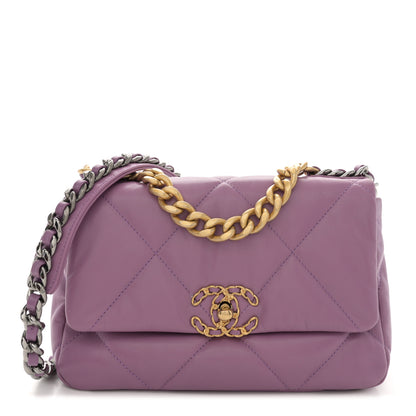 Chanel Goatskin Quilted Medium Chanel 19 Flap Purple 1 of 10