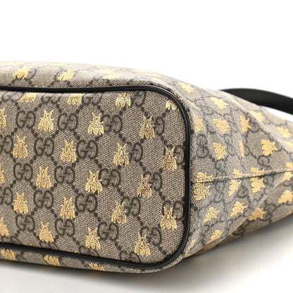 Gucci Soft GG Supreme Monogram Bees Small Crossbody Tote Beige Oro Black 8 of 9