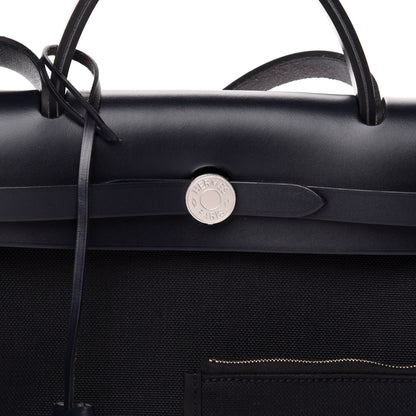 Hermes Military Toile Vache Hunter Herbag Zip PM 31 Black Bleu Indigo 9 of 10