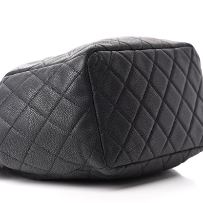 Chanel Caviar Flat Quilted CC Chain Bucket Drawstring Bag Black 8 of 9