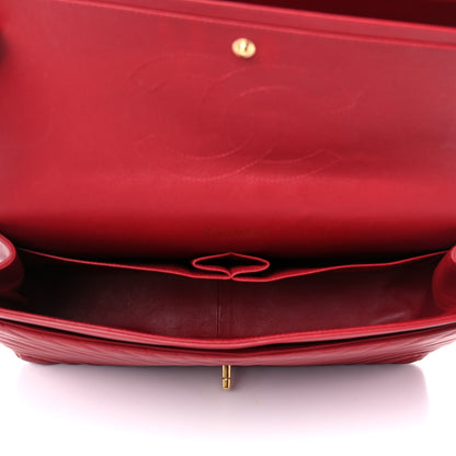 Chanel Lambskin Chevron Quilted Maxi Double Flap Red 5 of 12