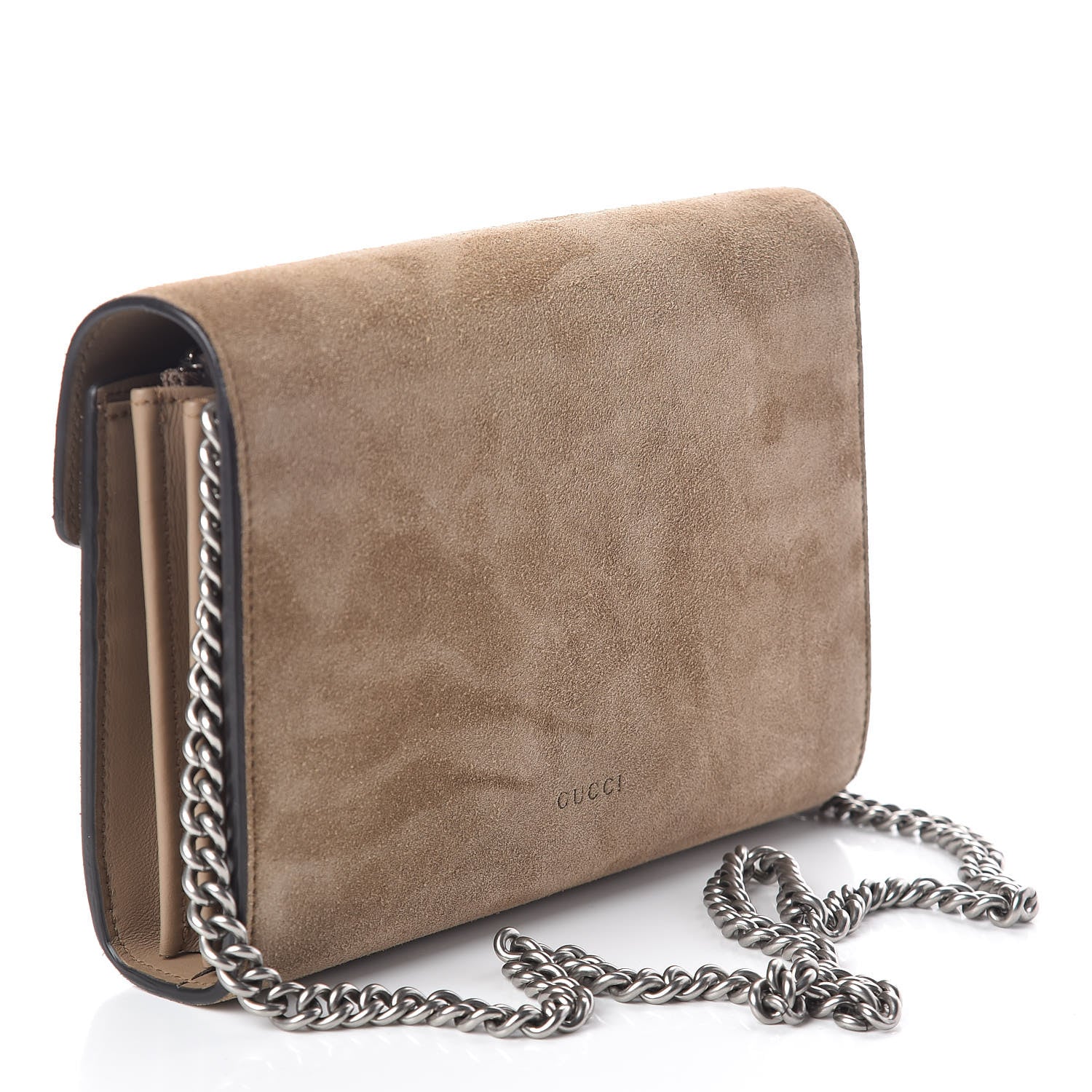 Gucci Suede Mini Dionysus Chain Wallet Beige 3 of 10