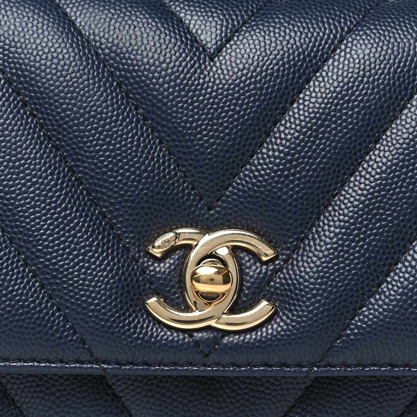 Caviar Lizard Chevron Quilted Mini Coco Handle Flap Navy