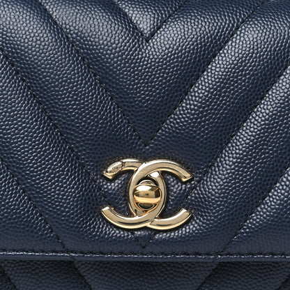 Chanel Caviar Lizard Chevron Quilted Mini Coco Handle Flap Navy 8 of 10