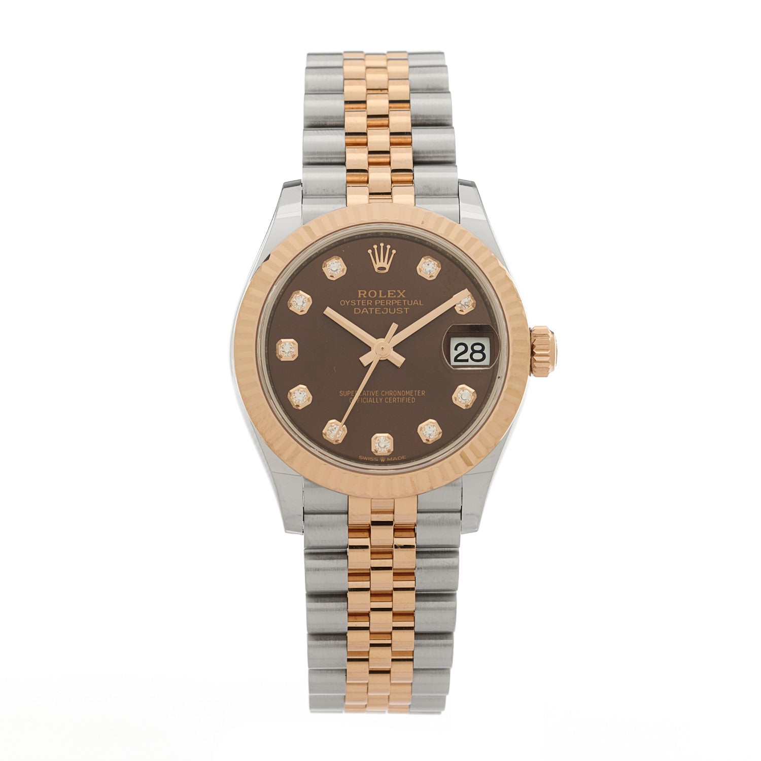 Rolex Stainless Steel 18K Everose Gold Diamond 31mm Oyster Perpetual Datejust Watch Chocolate 278271 1 of 5