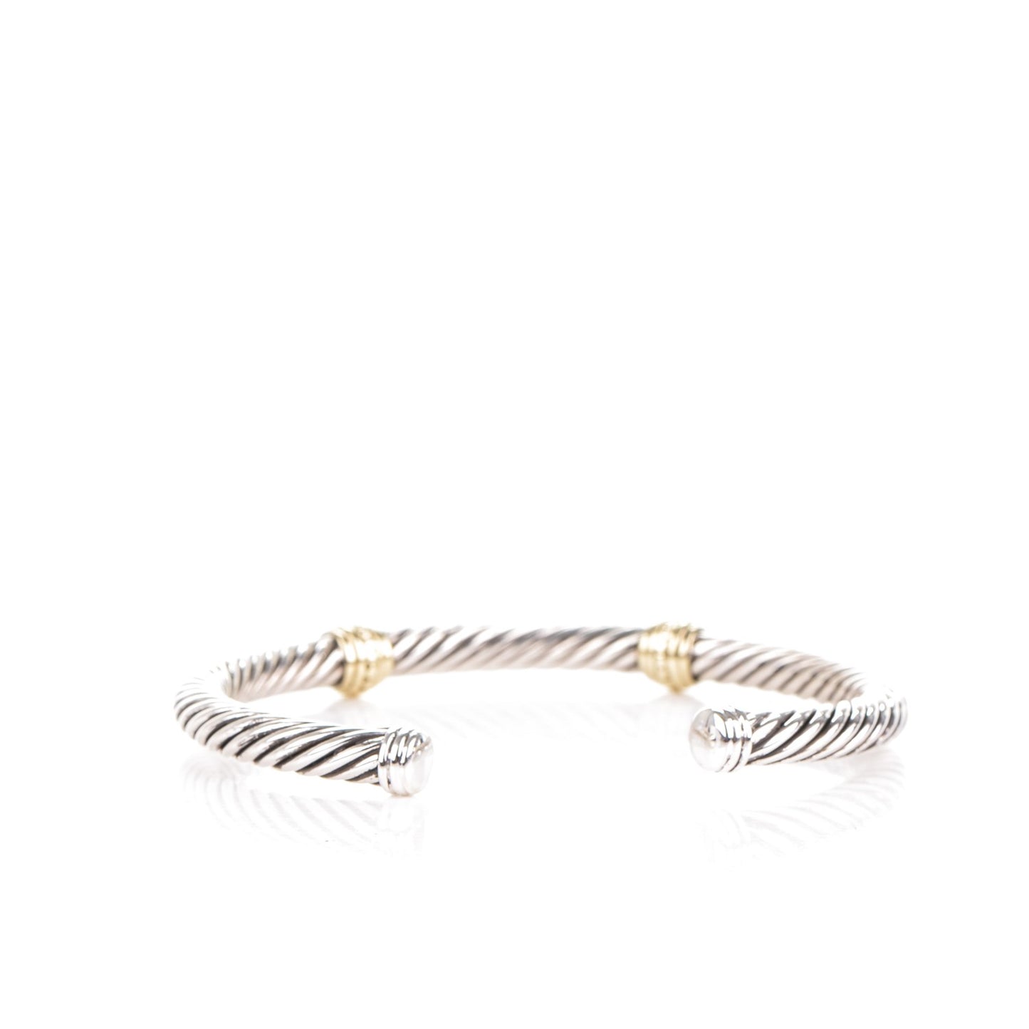 Sterling Silver 14K Yellow Gold 5mm Cable Classics Two Station Bracelet
