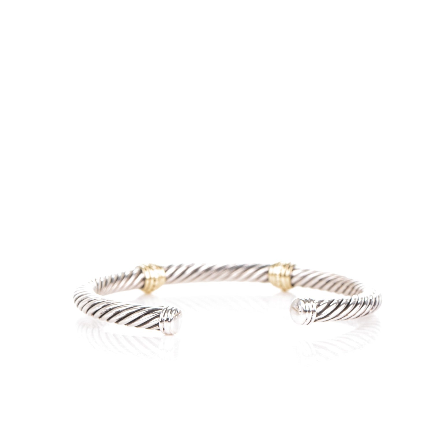 David Yurman Sterling Silver 14K Yellow Gold 5mm Cable Classics Two Station Bracelet 3 of 4