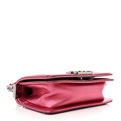 Chanel Metallic Patent Calfskin Quilted Mini Boy Flap Pink 4 of 12