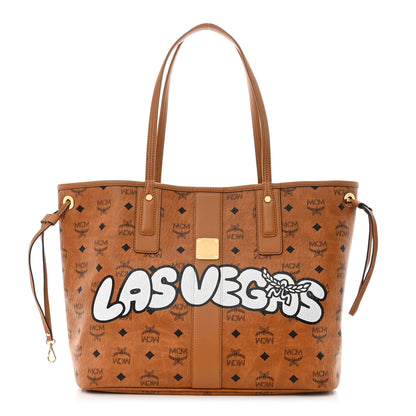 MCM Visetos Medium Liz Reversible City Series Las Vegas Shopper Tote Cognac 1 of 14
