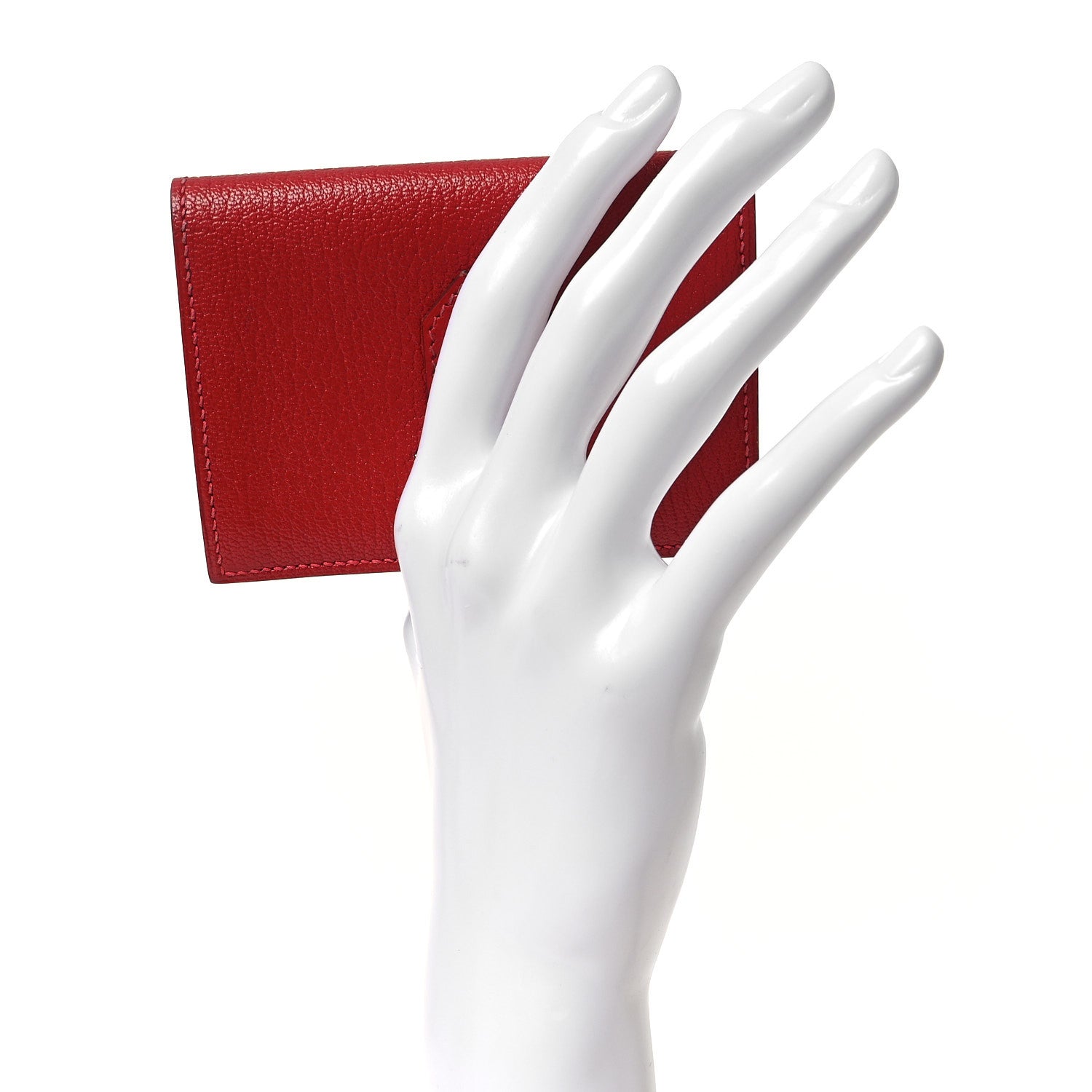Hermes Chevre Mysore Bearn Card Holder Wallet Rouge Casaque 2 of 9
