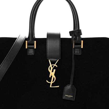 Saint Laurent Suede Calfskin Medium Monogram Cabas Black 7 of 13