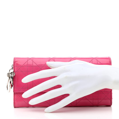 Christian Dior Patent Cannage Rendezvous Chain Wallet Pink 2 of 13