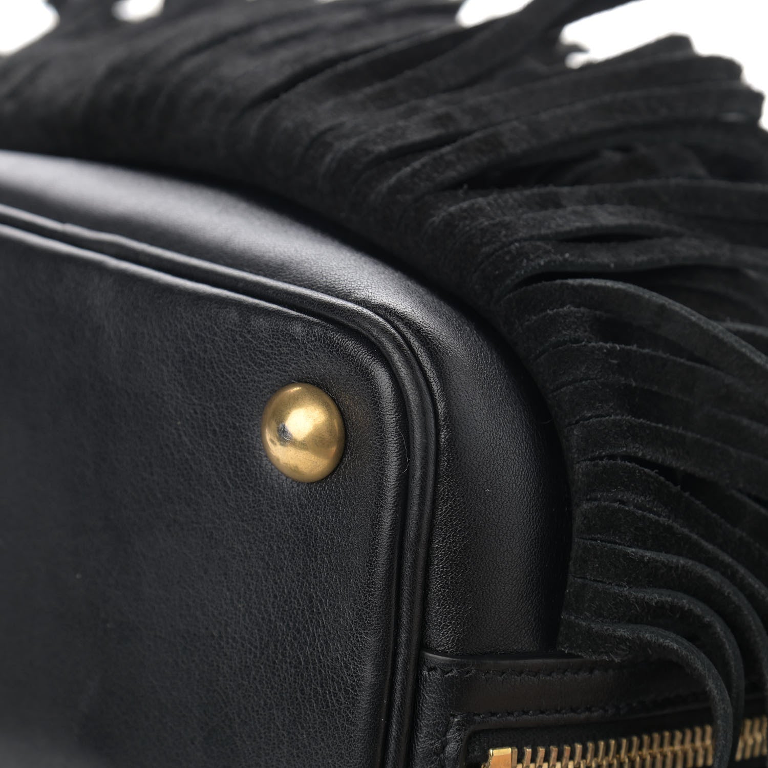 Saint Laurent Calfskin Small Emmanuelle Fringe Hobo Bag Black 11 of 12