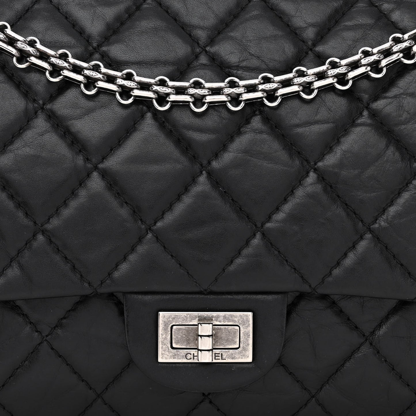 Aged Calfskin Quilted 2.55 Reissue 226 Flap Black
