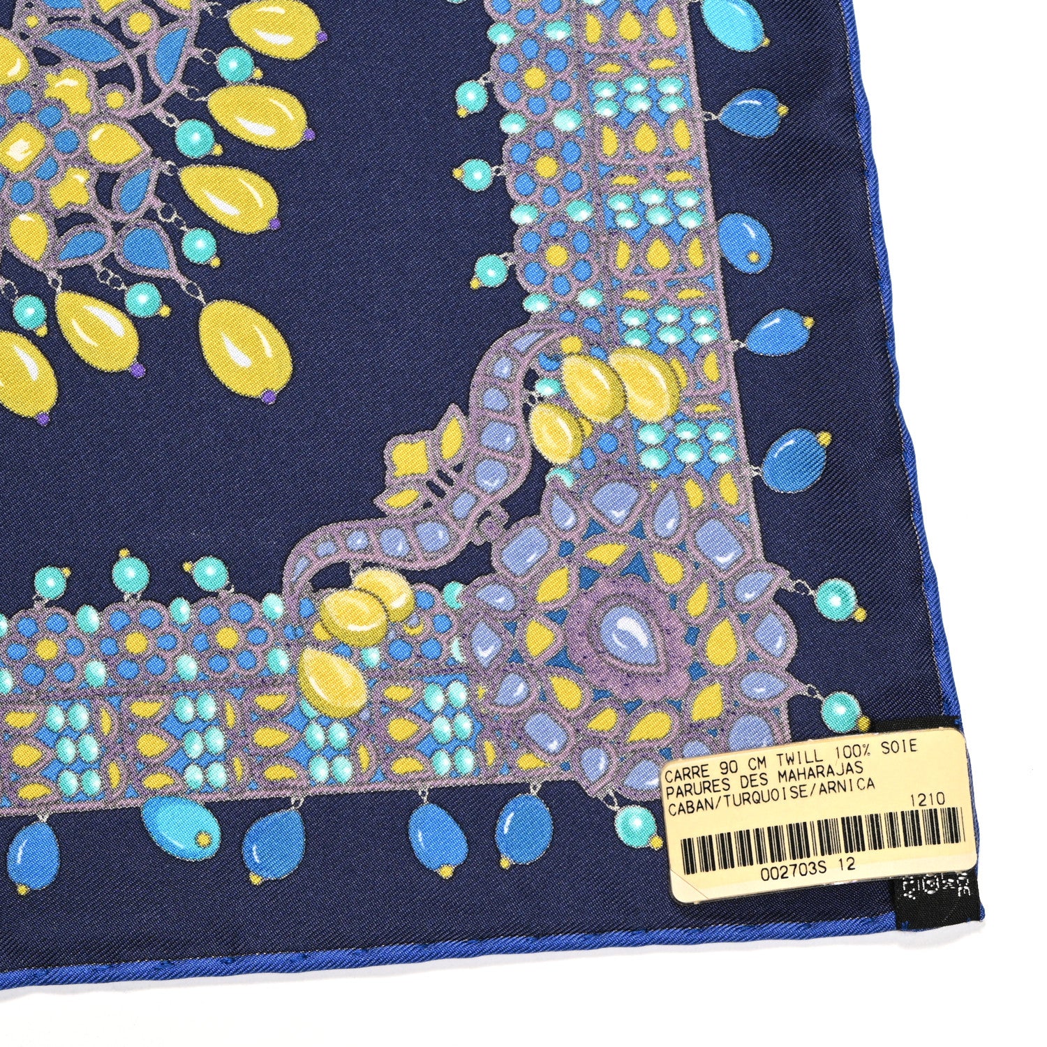 Hermes Silk Parures Des Maharajas Scarf 90 Caban Turquoise Arnica 3 of 5