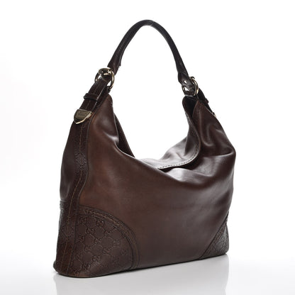 Gucci Calfskin Guccissima Trim Large Signoria Hobo Dark Brown 3 of 8