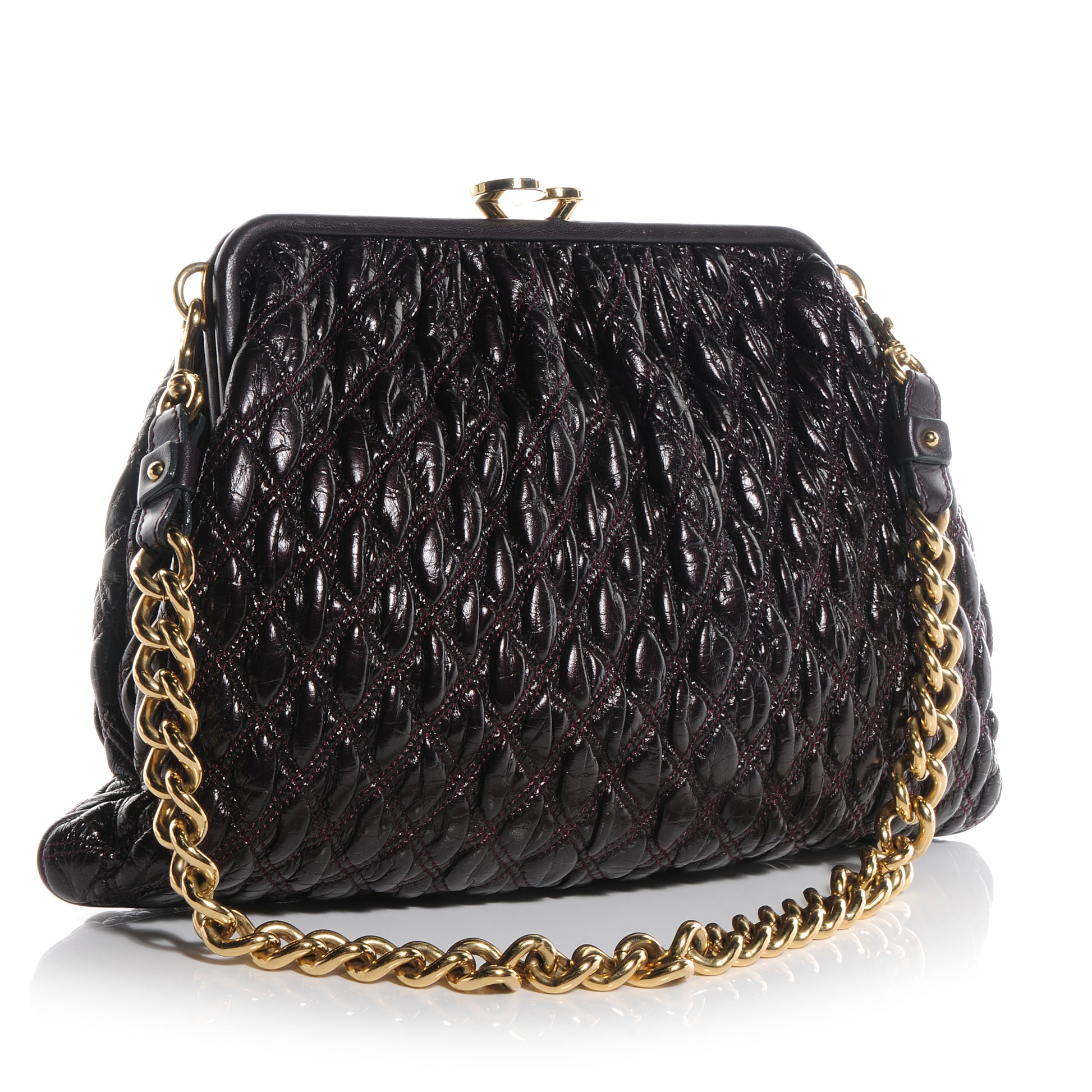 Marc Jacobs Calfskin Quilted Elastic Mina Stam Plum 3 of 9