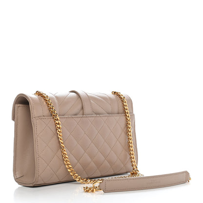 Saint Laurent Grain De Poudre Textured Mixed Matelasse Triquilt Small Monogram Satchel Dark Beige 3 of 8