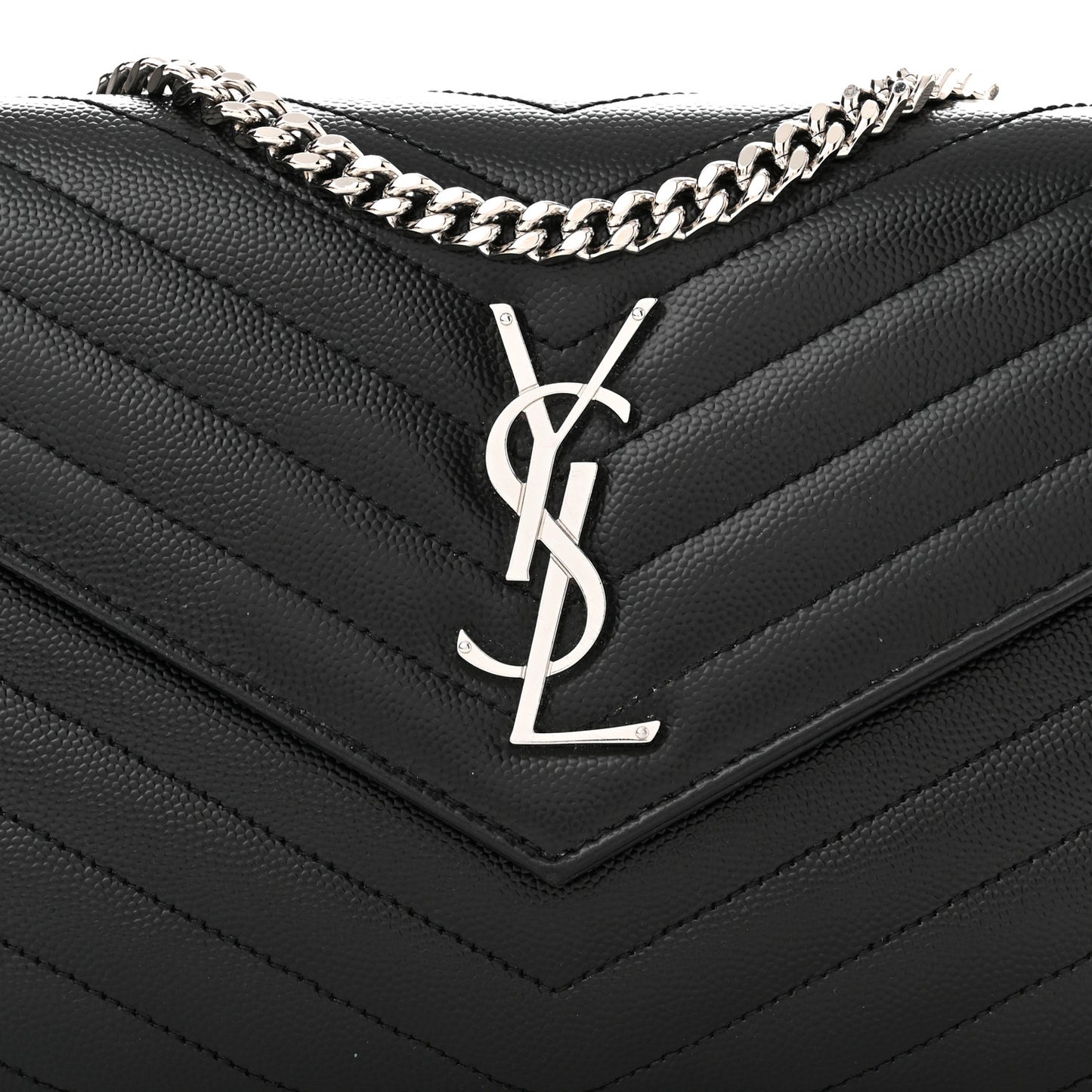Grain De Poudre Matelasse Chevron Monogram Chain Wallet Black