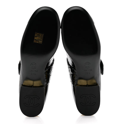 Chanel Patent Goatskin Cap Toe Mary Janes 38.5 Black 5 of 8