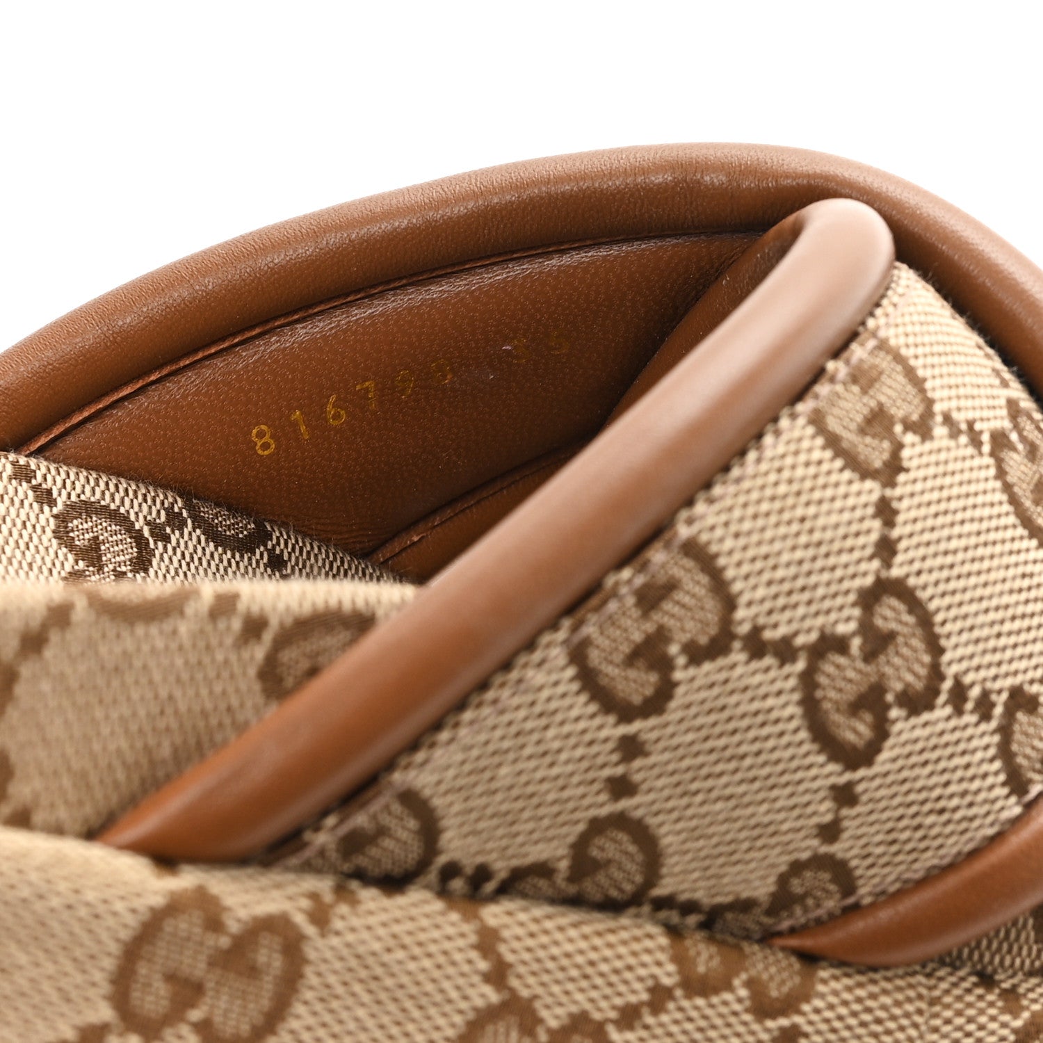 Gucci Monogram GG Calfskin Angelina Platform 55mm Slide Sandals 35 Camel Ebony 9 of 10