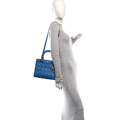 Christian Dior Lambskin Cannage Medium Lady Dior Blue 2 of 10