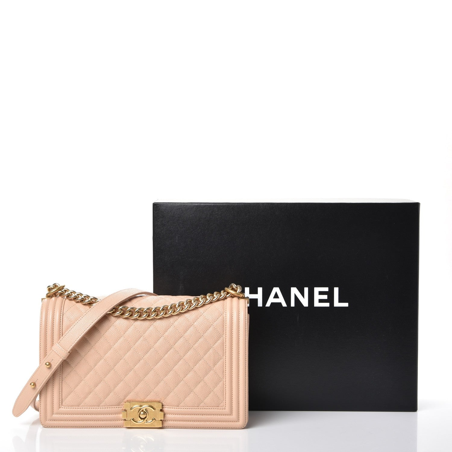 Chanel Caviar Quilted New Medium Boy Flap Light Beige 13 of 13