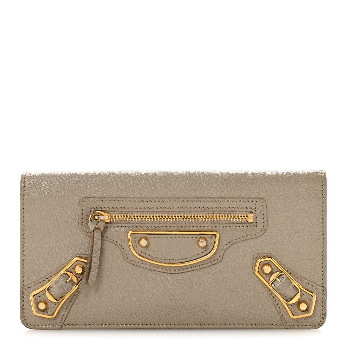 Chevre Gold Metallic Edge Hardware Money Wallet Rose de Sables