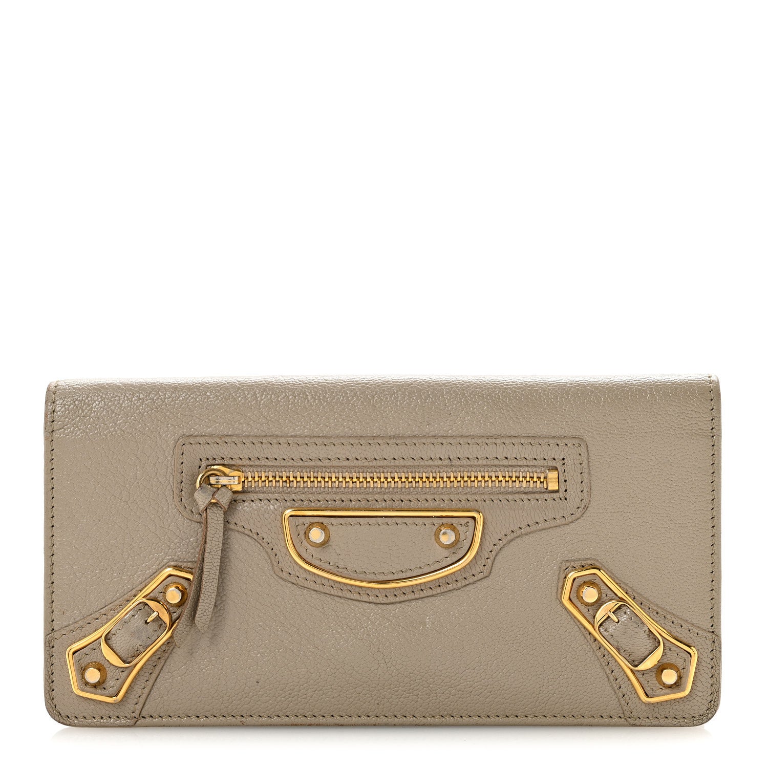 Balenciaga Chevre Gold Metallic Edge Hardware Money Wallet Rose de Sables 1 of 12