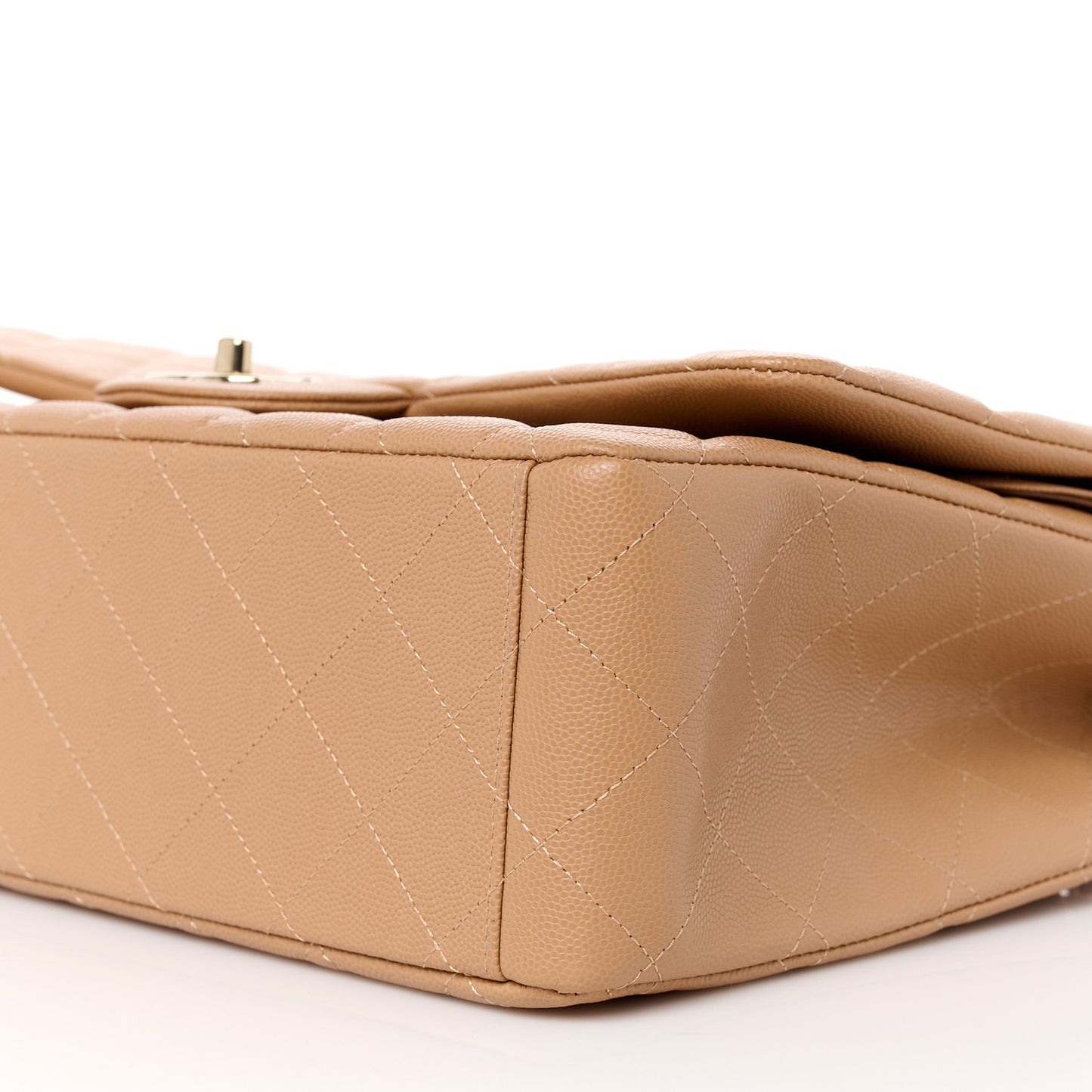 Caviar Quilted Maxi Double Flap Dark Beige