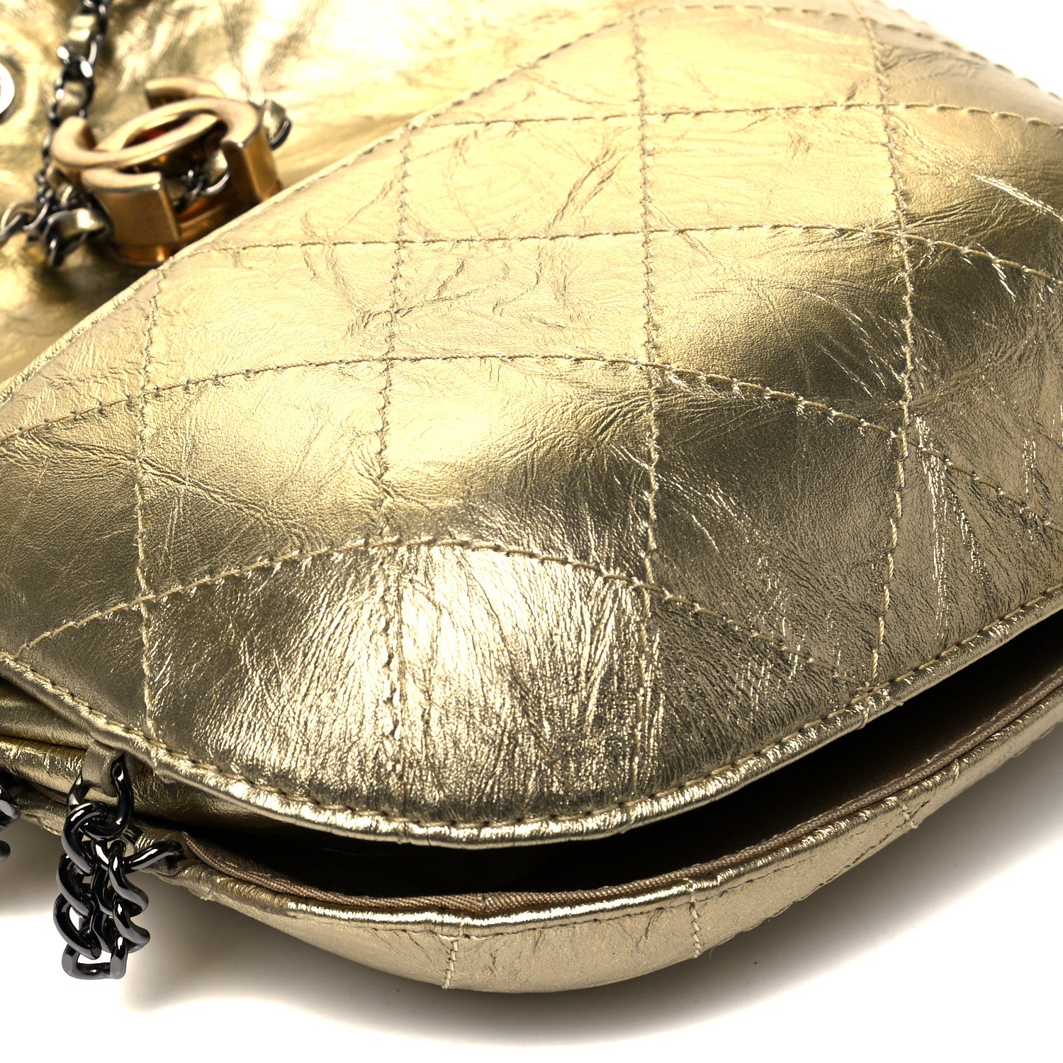 Chanel Metallic Aged Calfskin Quilted Small Gabrielle Bucket Gold 7 of 8