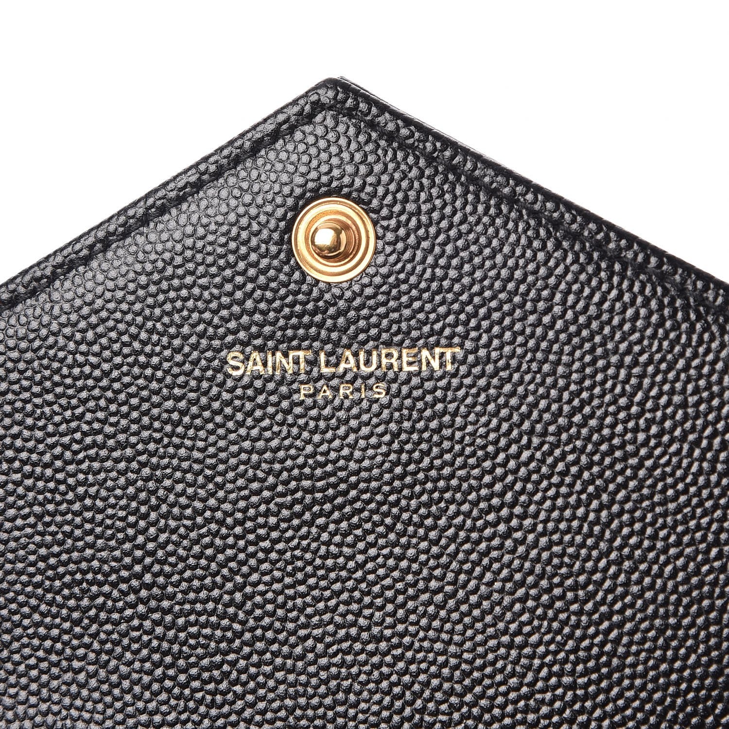 Saint Laurent Grain De Poudre Matelasse Chevron Monogram Envelope Chain Wallet Black 7 of 8