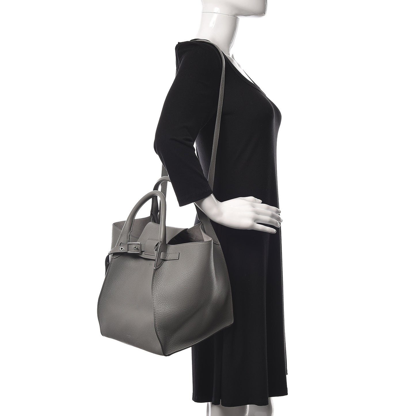 Supple Grained Calfskin Small Big Bag Grey