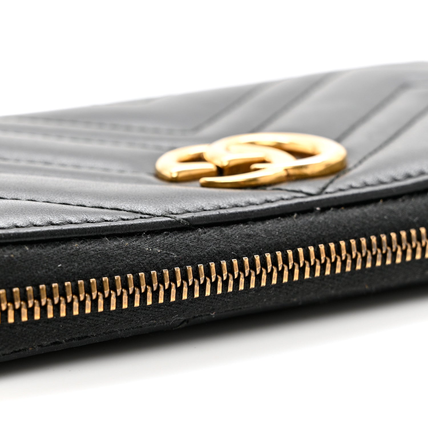 Gucci Calfskin Matelasse GG Marmont Zip Around Wallet Black 8 of 8