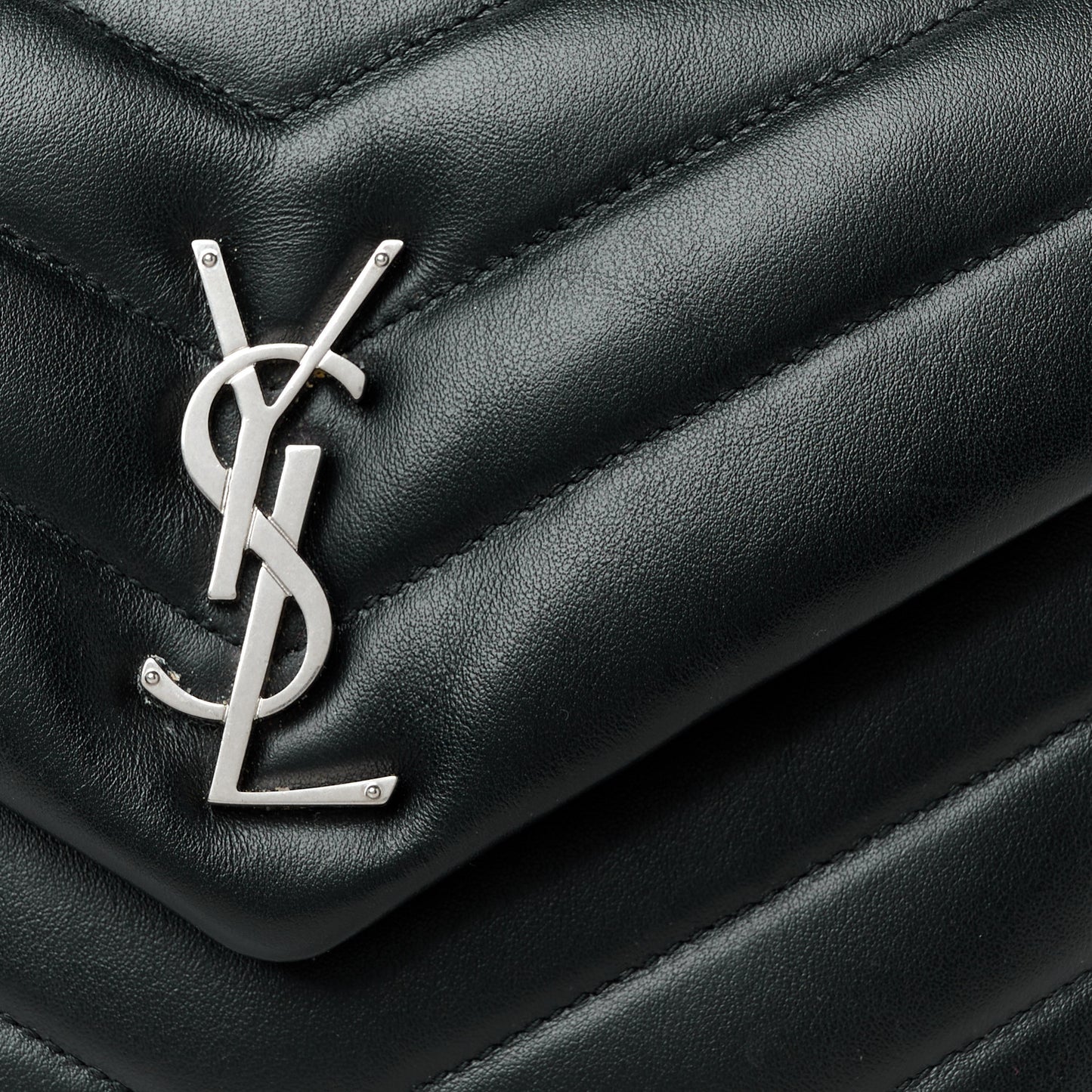 Calfskin Y Quilted Monogram Small Loulou Chain Satchel Black