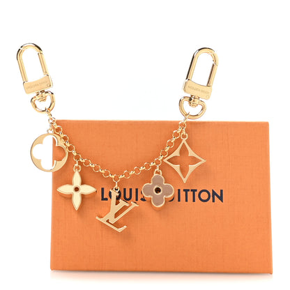 Louis Vuitton Brass Enamel Fleur De Monogram Bag Charm Chain Gold 4 of 4