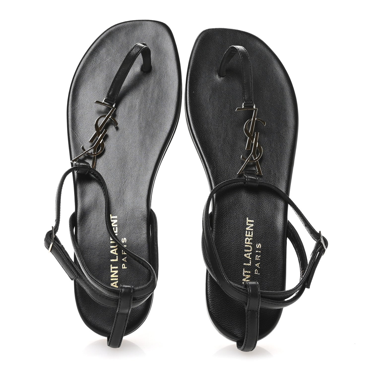 Saint Laurent Calfskin Nu Pieds 05 Sandals 37 Black 2 of 9