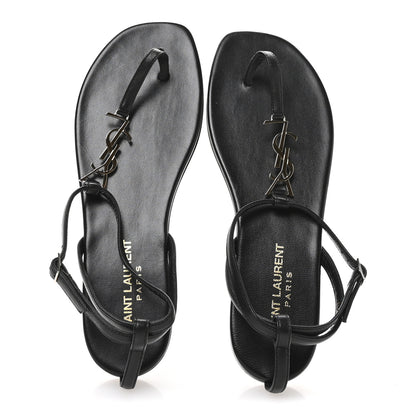 Saint Laurent Calfskin Nu Pieds 05 Sandals 37 Black 2 of 9