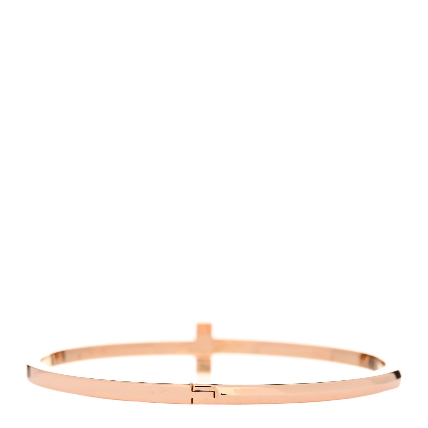 Tiffany 18K Rose Gold Narrow T T1 Hinged Bangle Bracelet 2 of 3