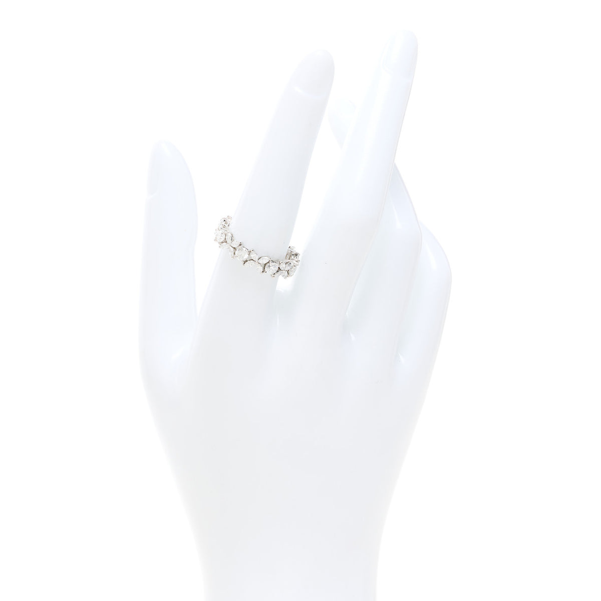 Tiffany Platinum Diamond Victoria Alternating Band Ring 56 7.75 2 of 5